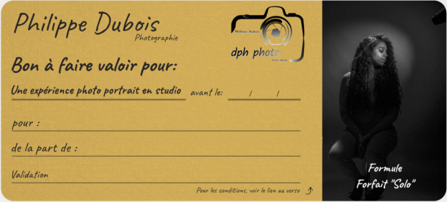 Bon cadeau pour une séance photo portrait